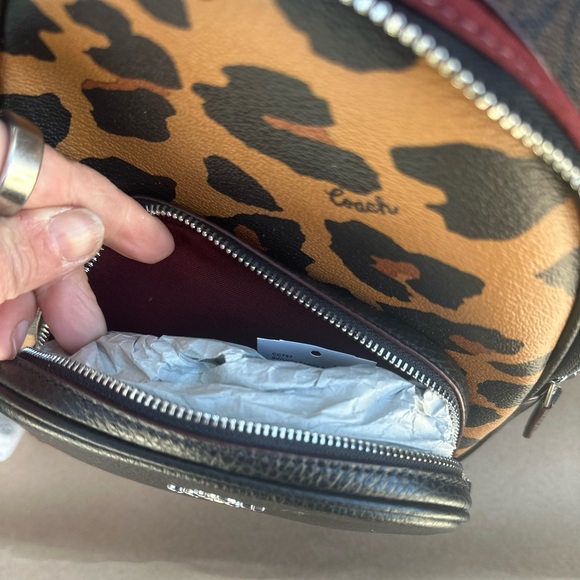 NWT Coach Backpack With Signature Canvas And Leopard Print - Picture 10 of 10